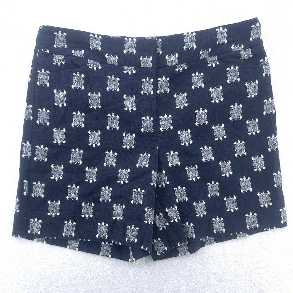 Ann Taylor‎ Loft Riviera Shorts Sz 4 Blue Turtle Print 6" inseam Nautical Beach